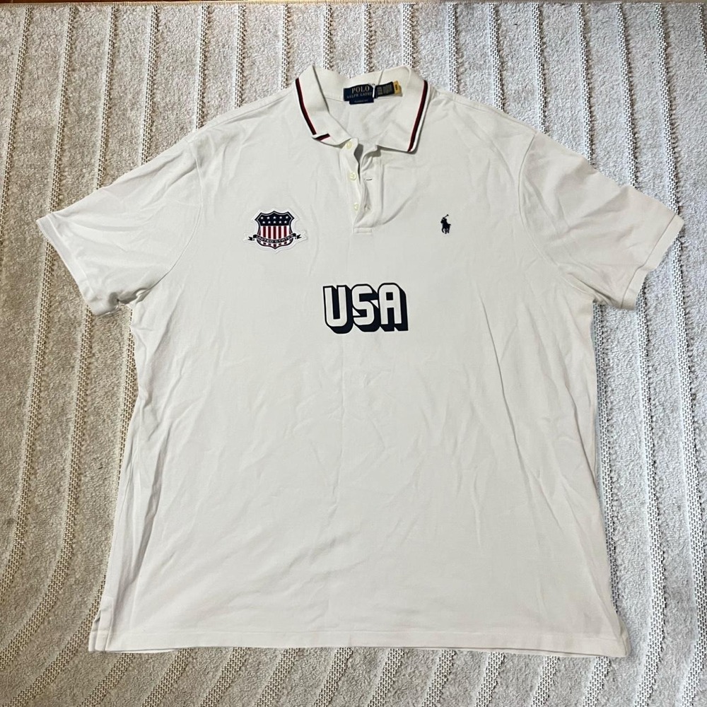 Polo Ralph Lauren USA white polo shirt Size XXL July 4th Preppy Retro Holiday